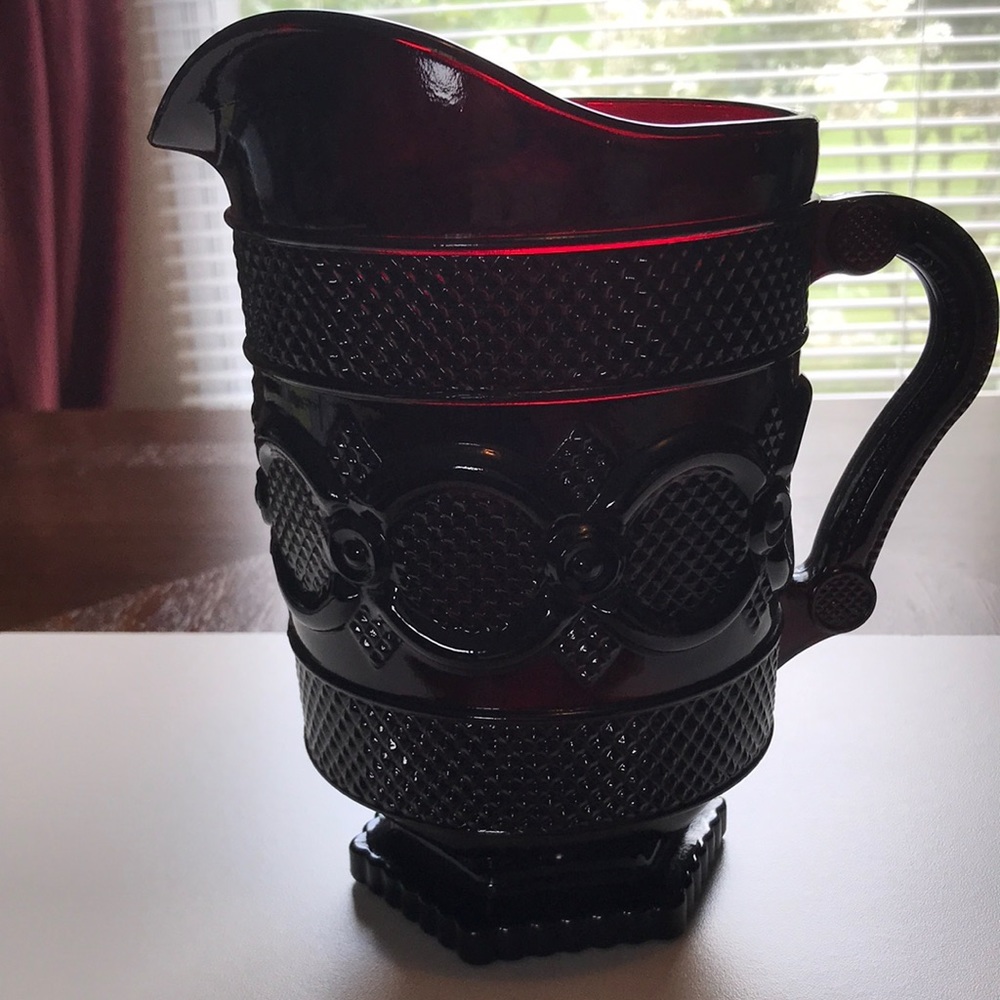 Avon VTG Cape Cod water/tea pitcher. Ruby Red. EUC